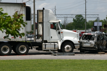 Truck crashed into car.