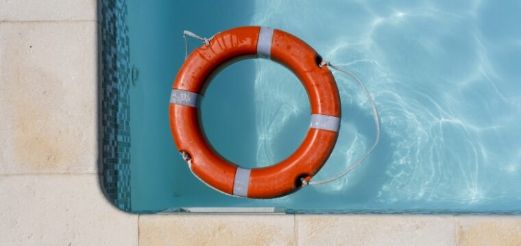 Lifeguard ring in pool due to swimming pool lawsuit